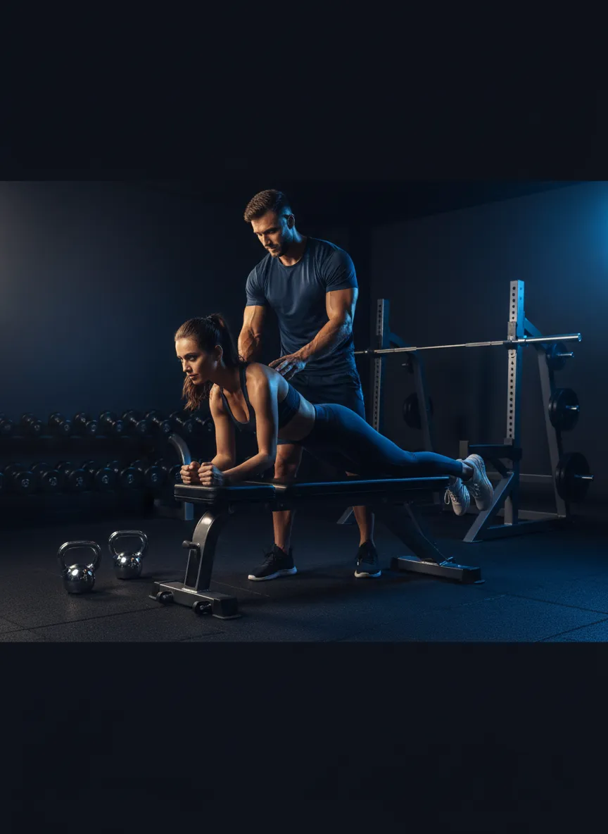 Trainer assisting a member with personalized attention