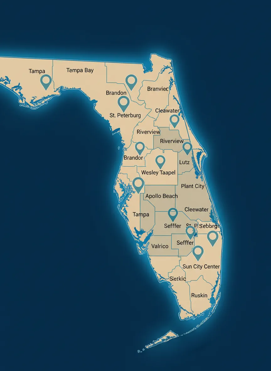 Tampa Bay Area Service Map