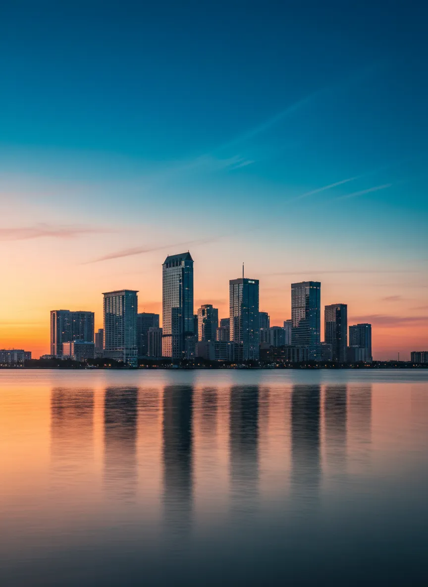 Stunning photo of the Tampa skyline over the water