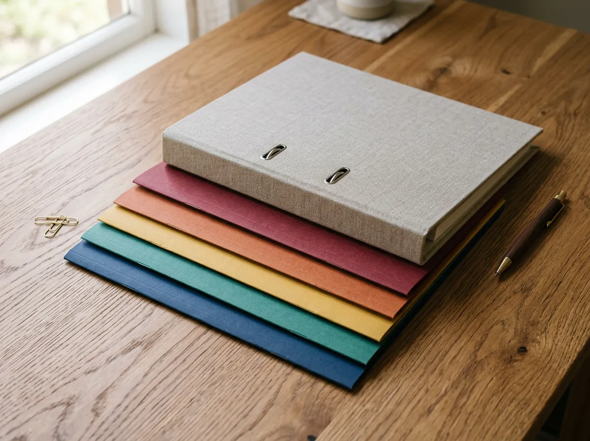 SimpliPlan family document organiser kit with colour-coded folders (no text on image)