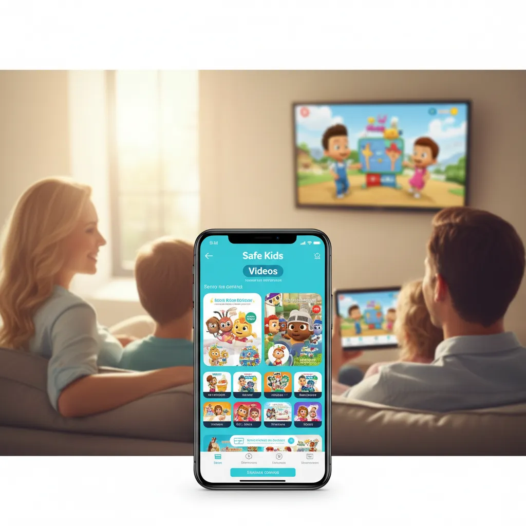 Family enjoying ad-free YouTube together on their living room TV and tablet