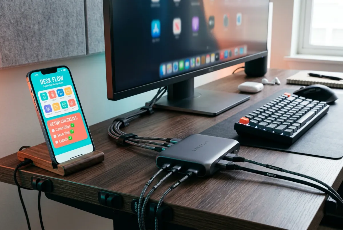 Smart tech cable management and desk setup hack