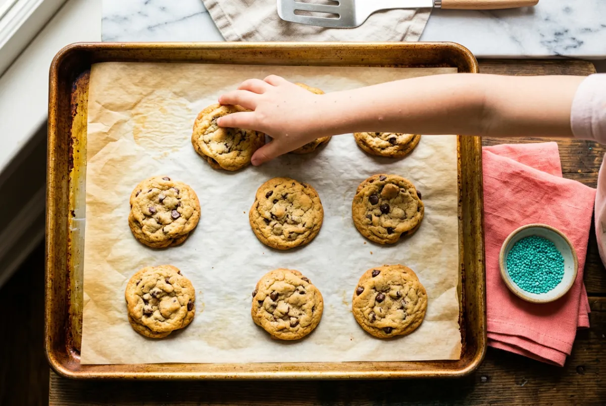 Visual demo of the parchment paper baking sheet secret hack