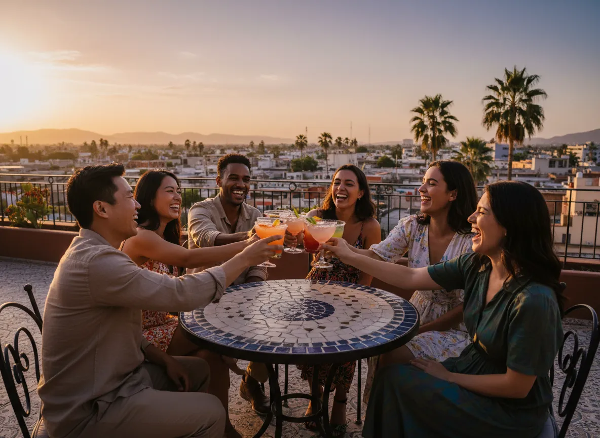 Friends laughing together on a Mayab Experiences group trip