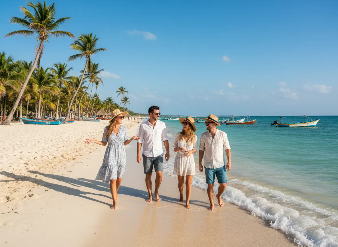 Colorful Mexican beach group trip