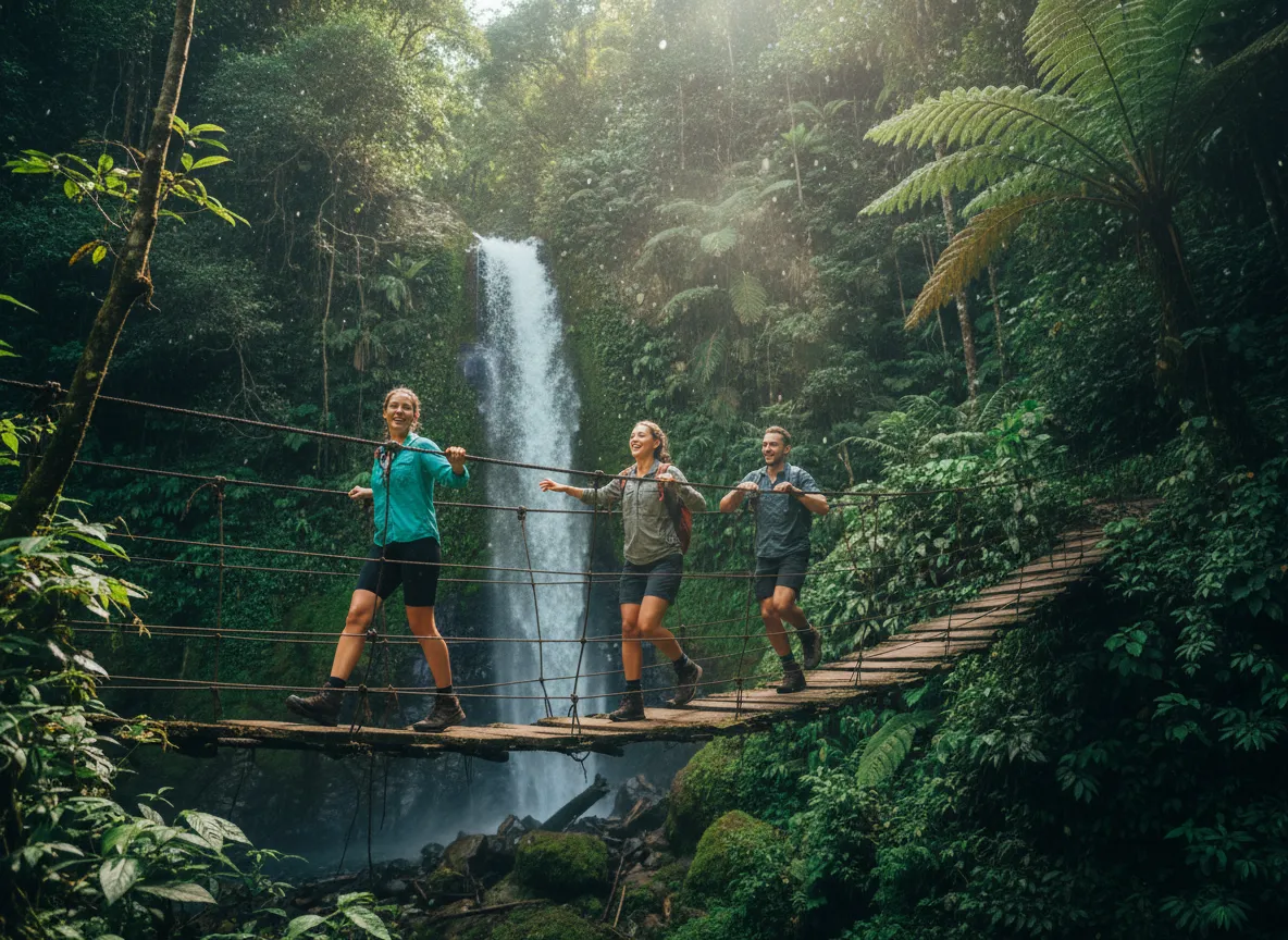 Outdoor adventure group in nature