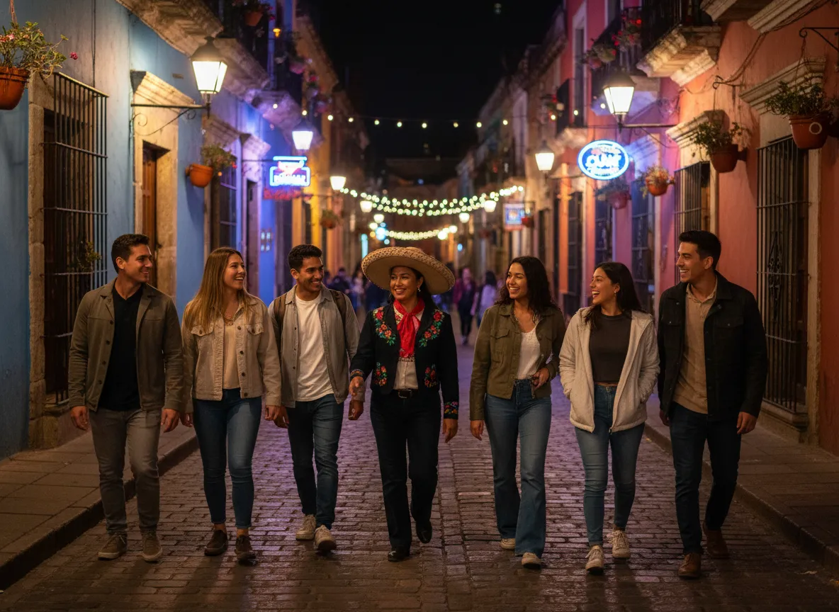 Group exploring cultural town on Mayab Experiences trip