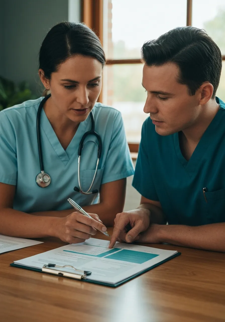 Caregiver assessing clinical needs