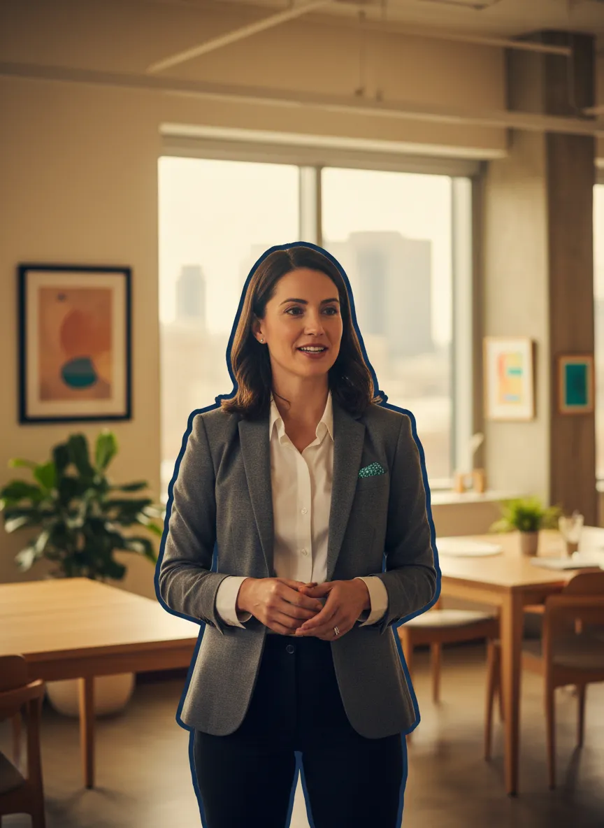 Welcoming local senior care advisor in a professional office