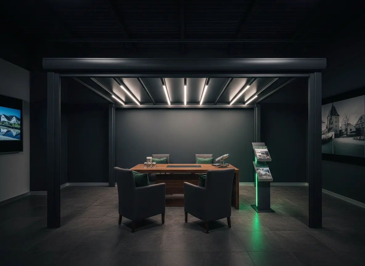 Voll ausgestatteter Showroom für Terrassendächer