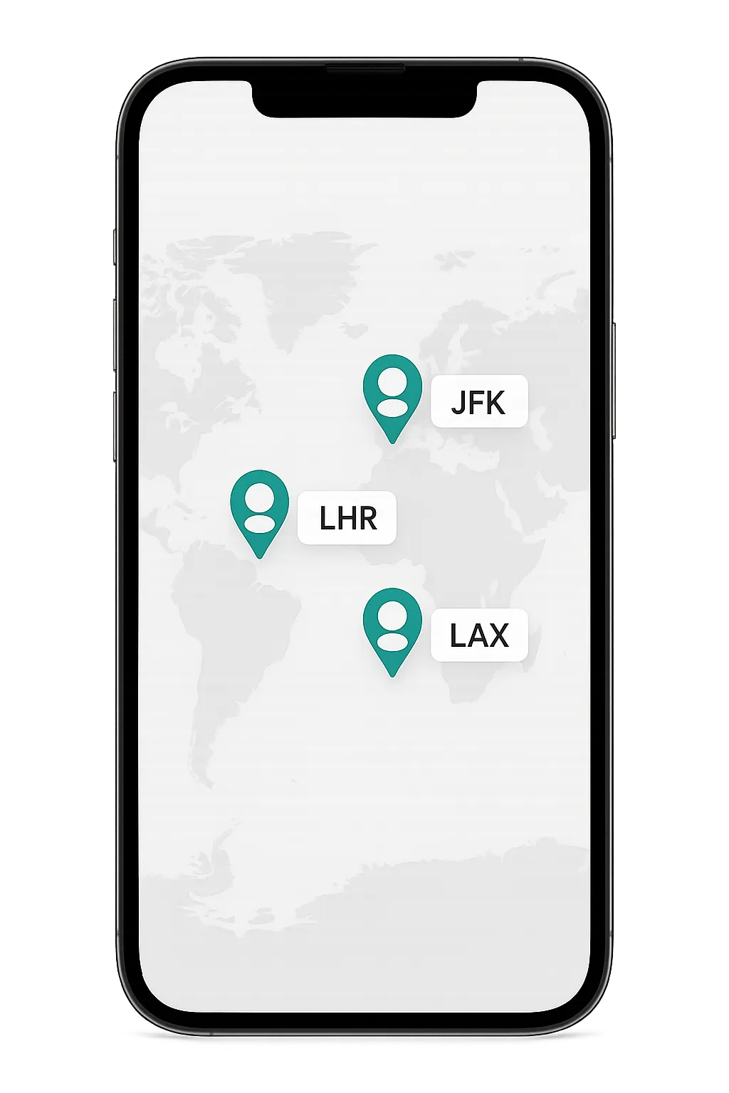 CrewRadar mobile app interface showing a world map with avatar pins.