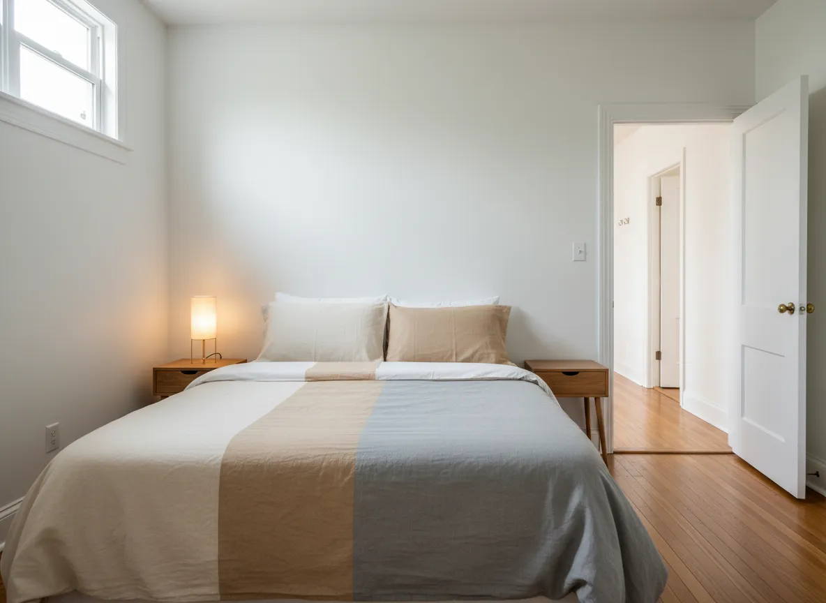 Furnished bedroom and common area