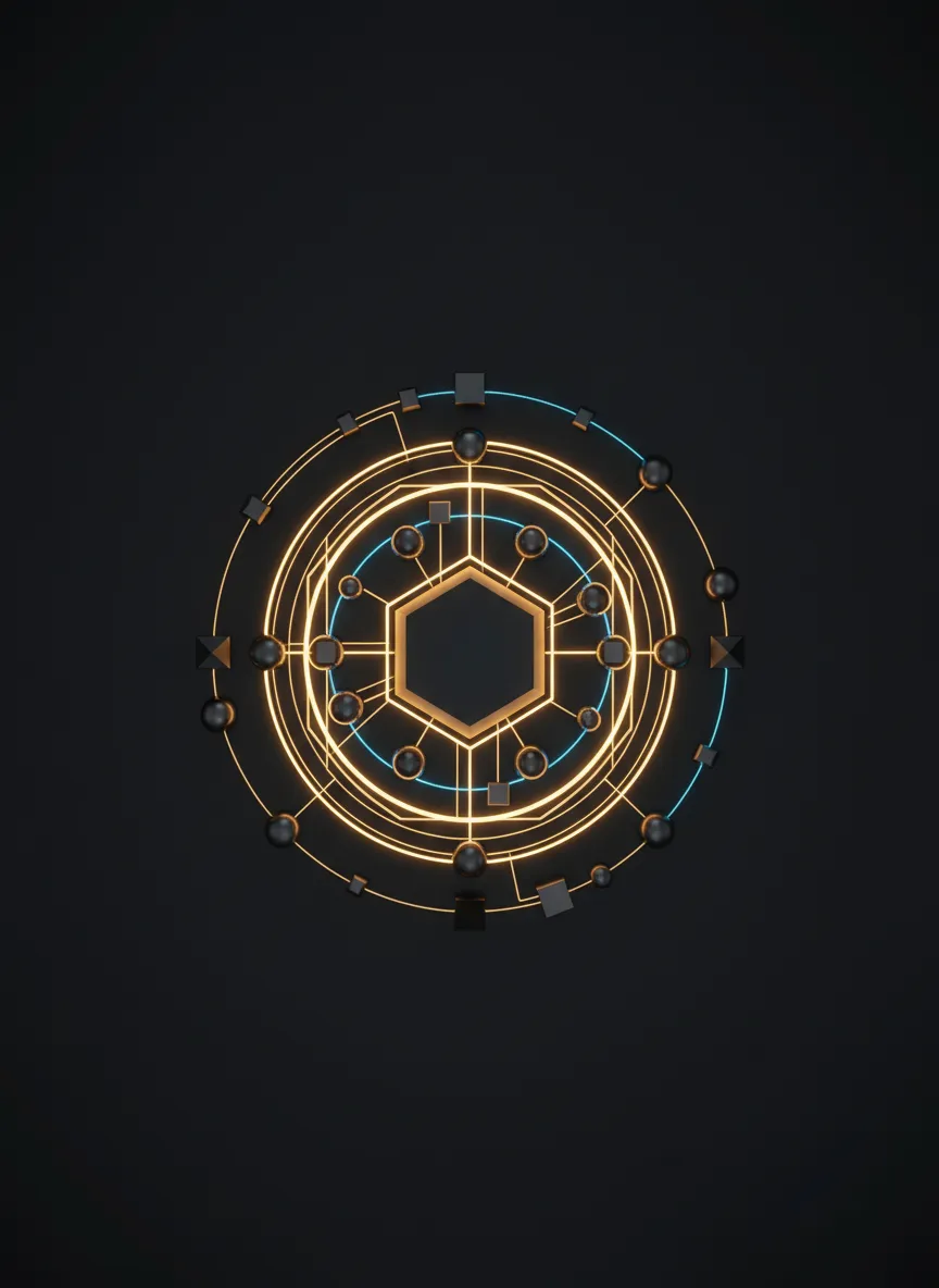 Minimal AI workflow visualization with elegant connected nodes and glowing lines