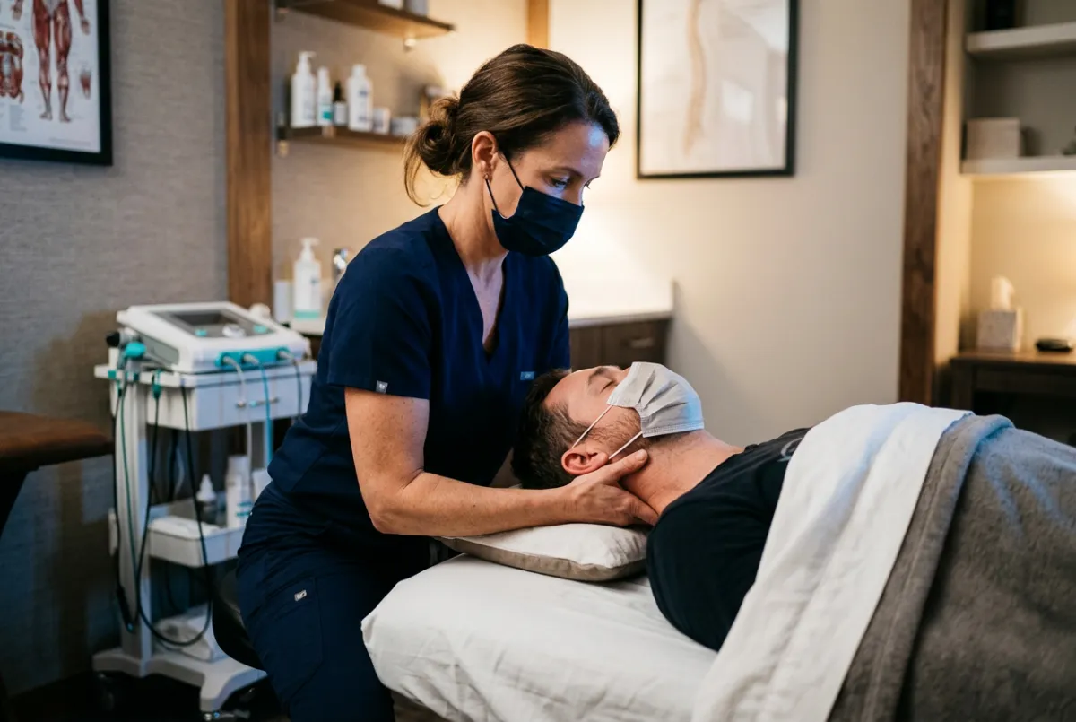 Cervical spine manipulation and neck tension treatment