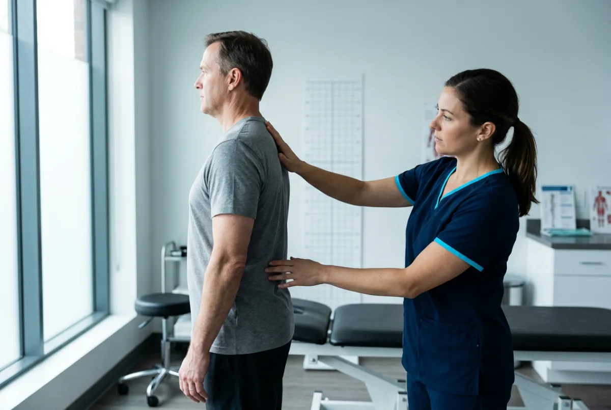 Clinical posture examination and spinal alignment assessment