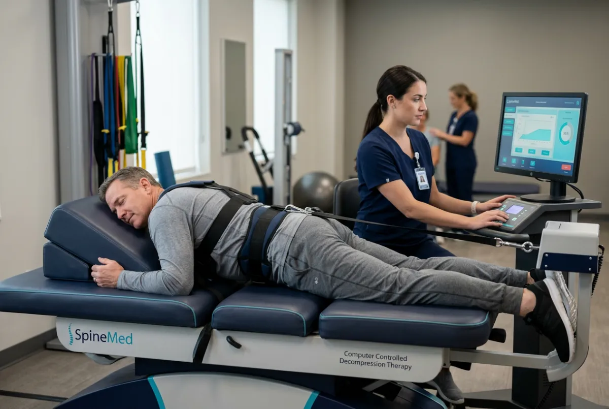Non-surgical lumbar decompression and spine rehabilitation