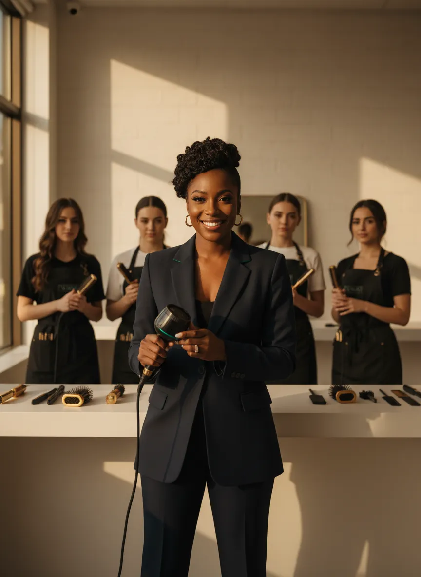 Professional Maryland beauty educator leading a class