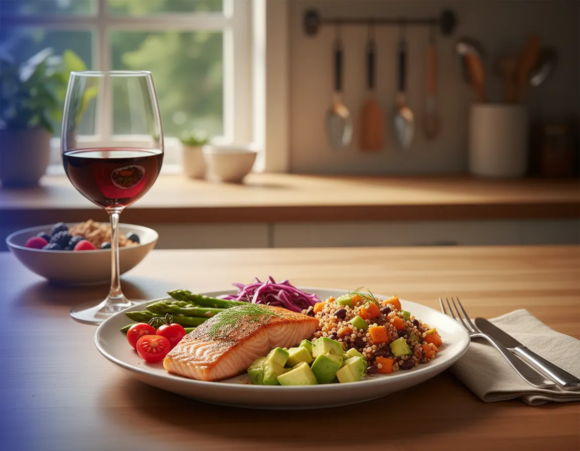 Woman enjoying a balanced meal