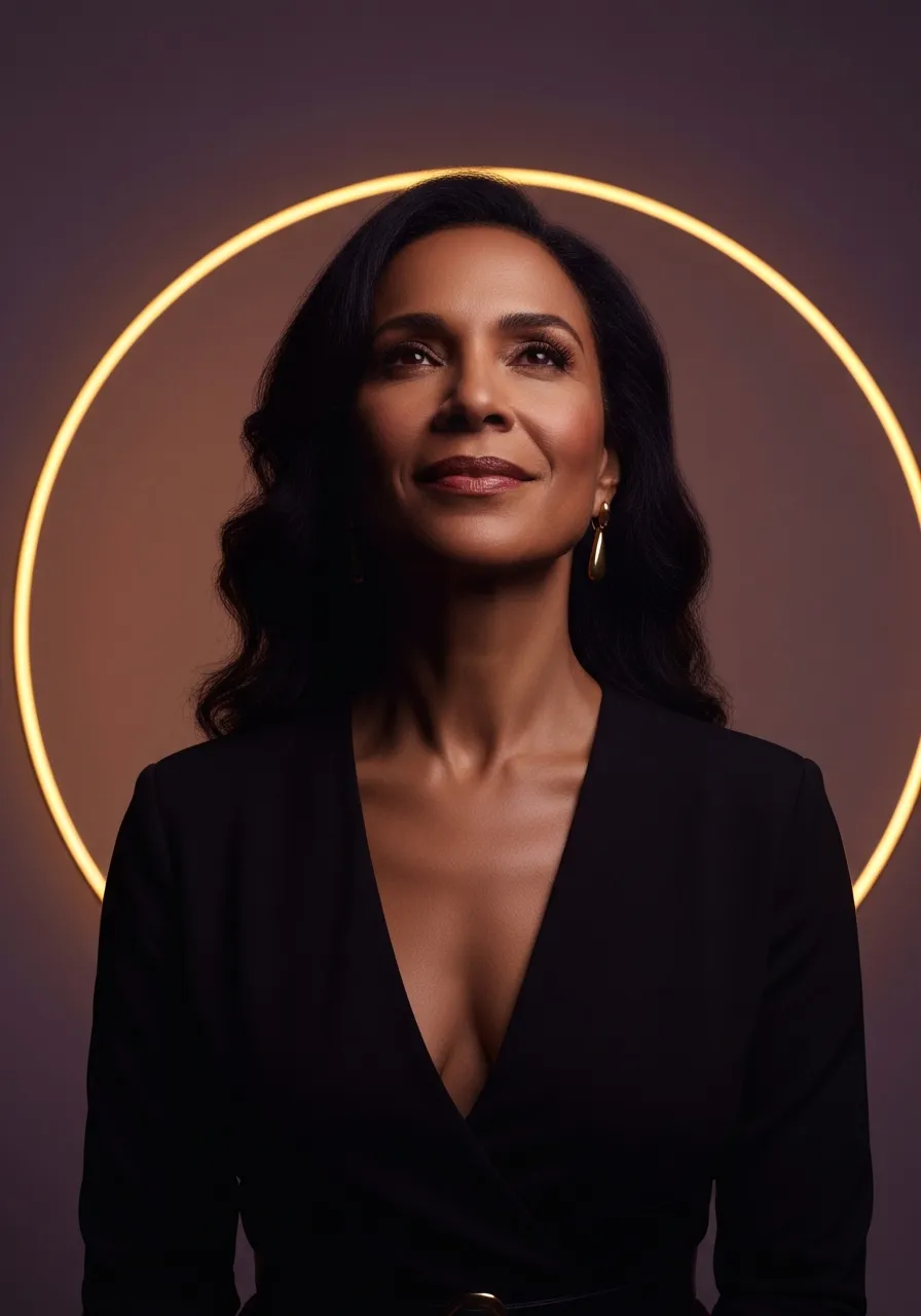 Emotional empowering portrait of a cancer survivor glowing with confidence