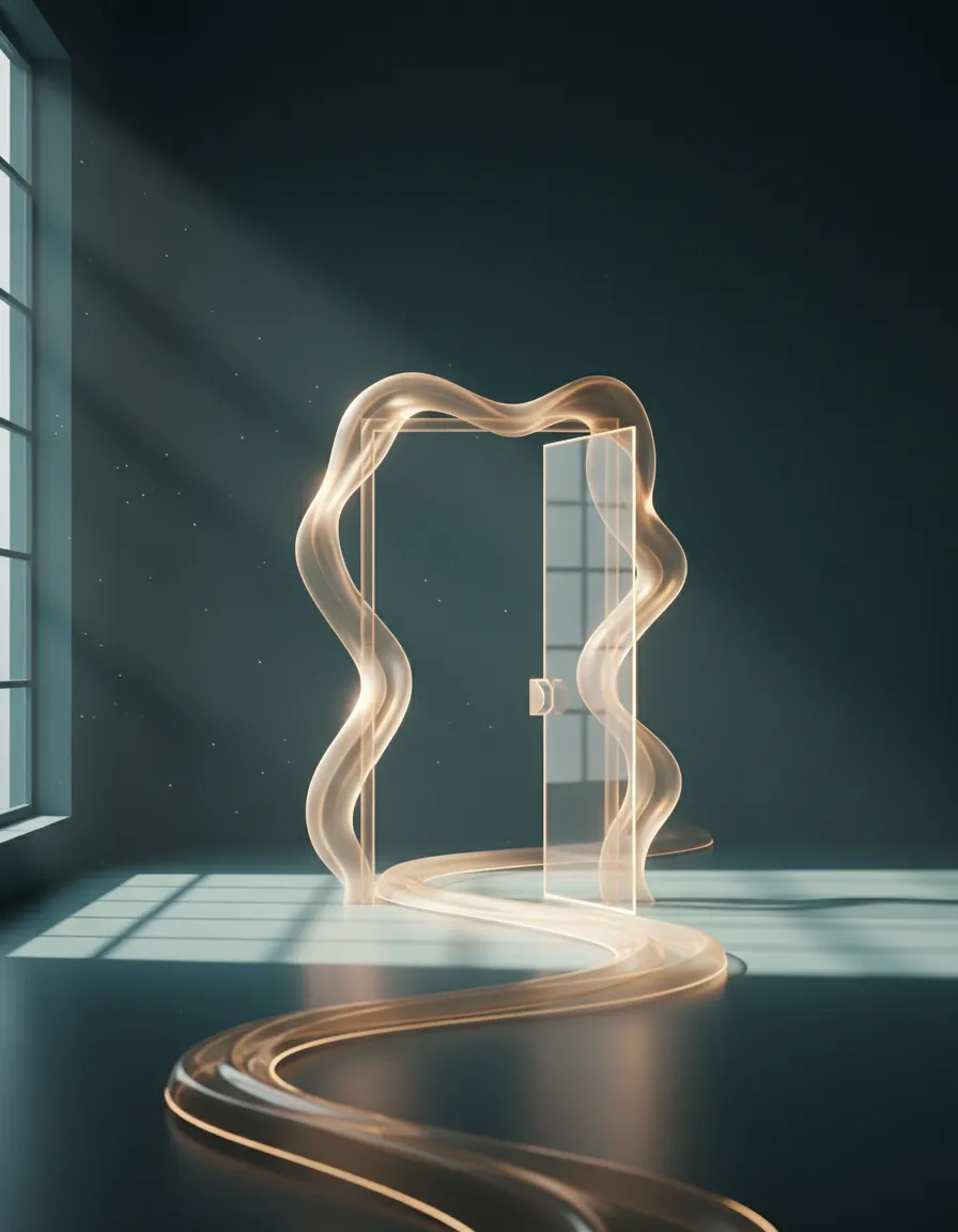 Soft warm light and abstract shapes representing clarity and personal transformation
