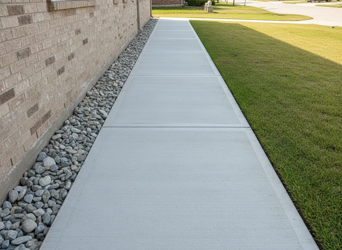 Concrete walkway and side yard path