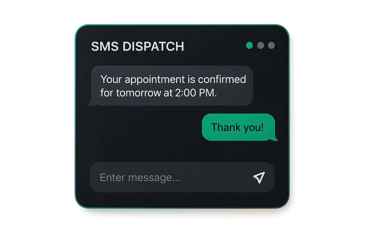 Automated two-way SMS dispatch UI dashboard