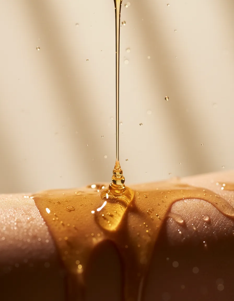 Luxurious Khadija Argan oil being delicately applied.