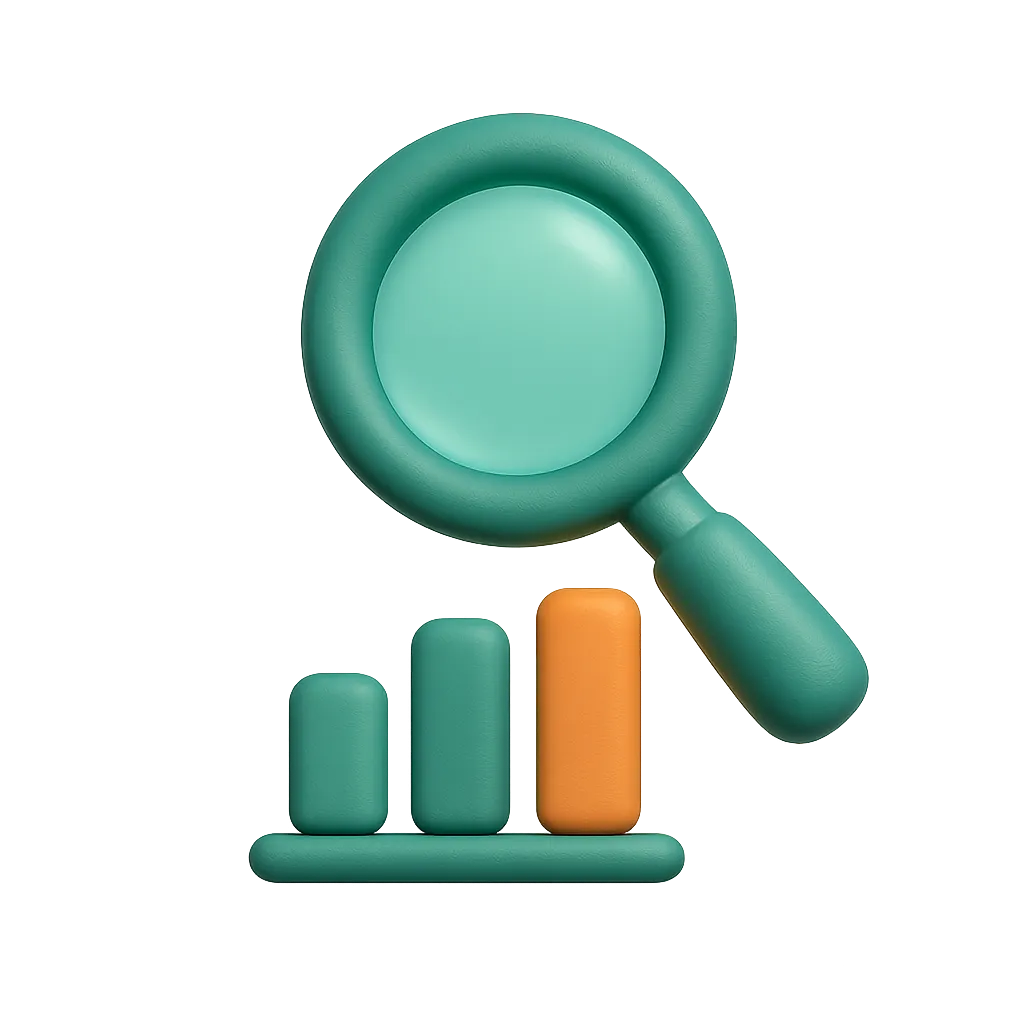 3D Floating Magnifying Glass icon representing SEO Secrets