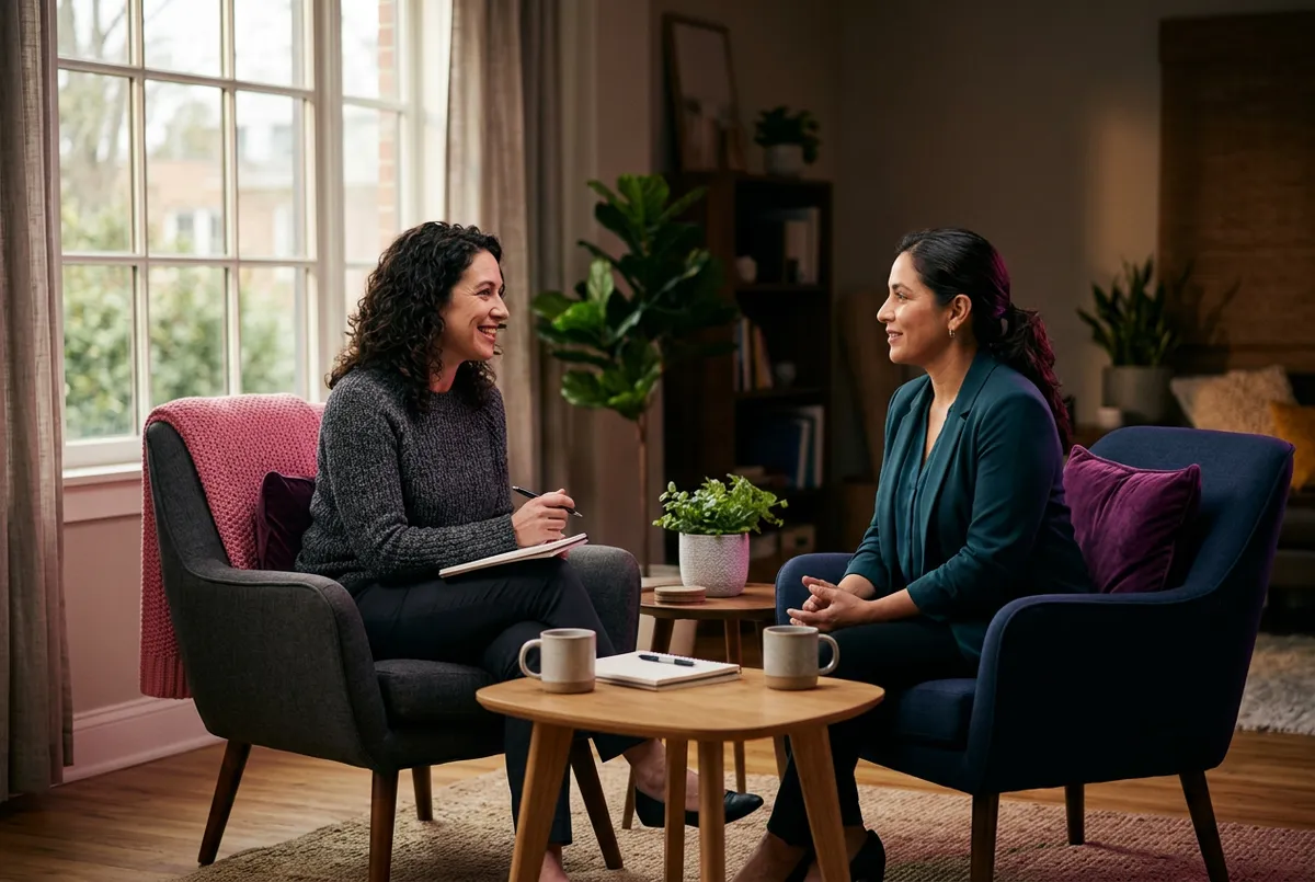 Empowering one-on-one personal coaching session in a modern, naturally lit setting