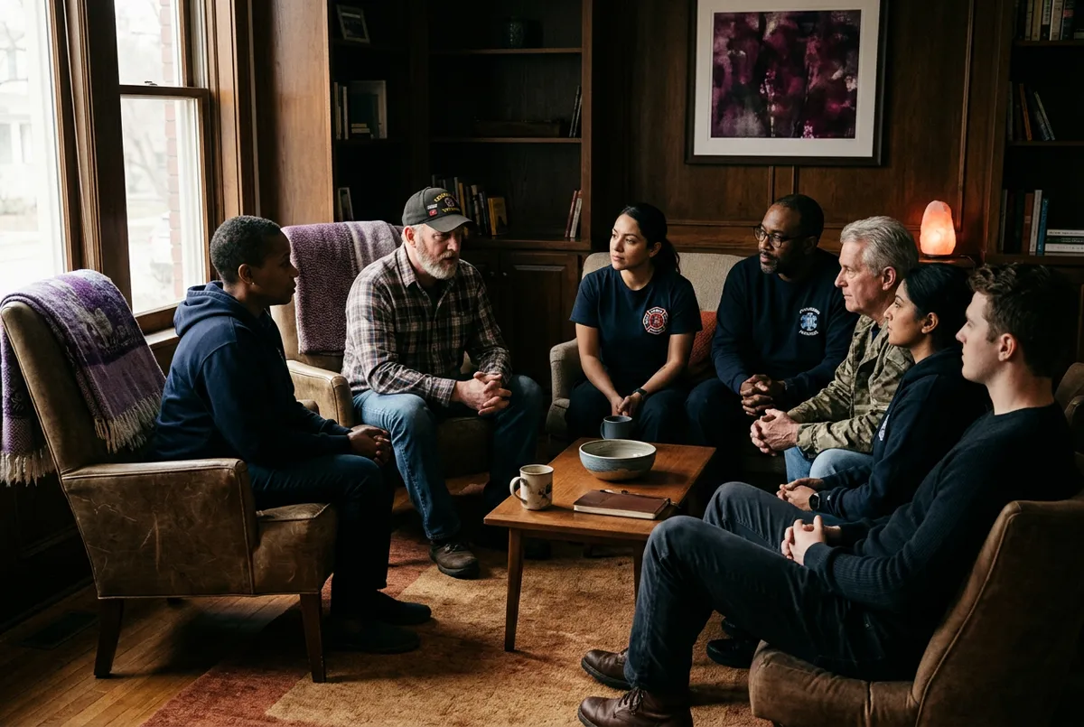 Compassionate, trauma-aware peer resilience mentorship for veterans and emergency service personnel