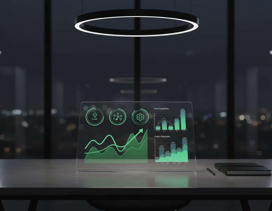 Dashboard showing business growth and scalable team management