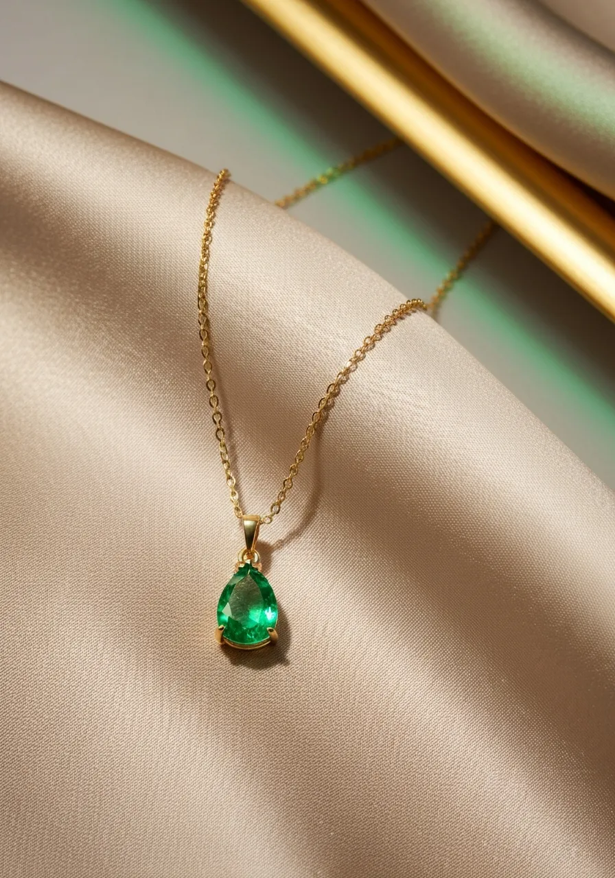 Collar de oro 18k con esmeralda