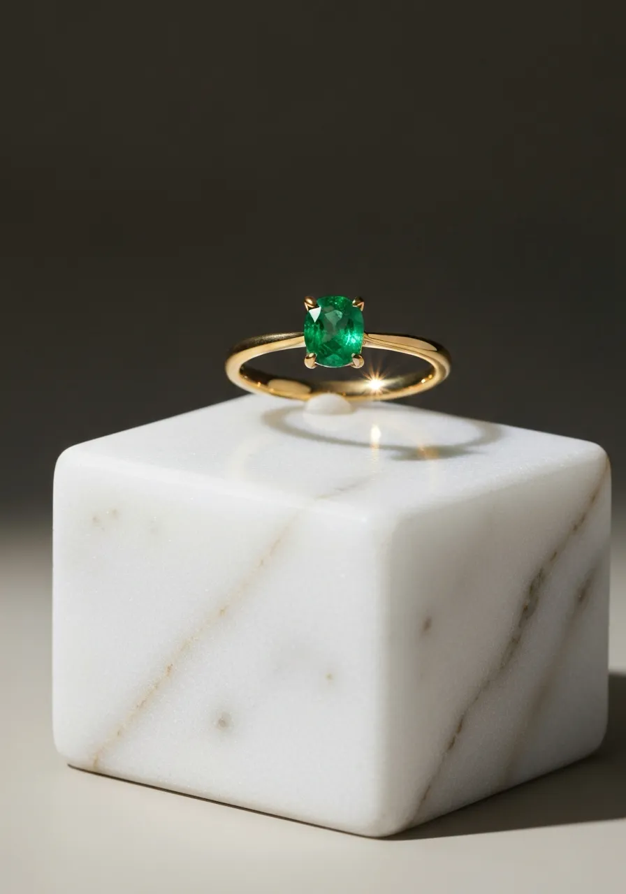 Anillo con esmeralda colombiana premium