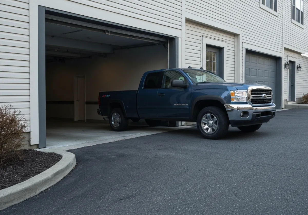 Vehicle navigating a residential garage structure