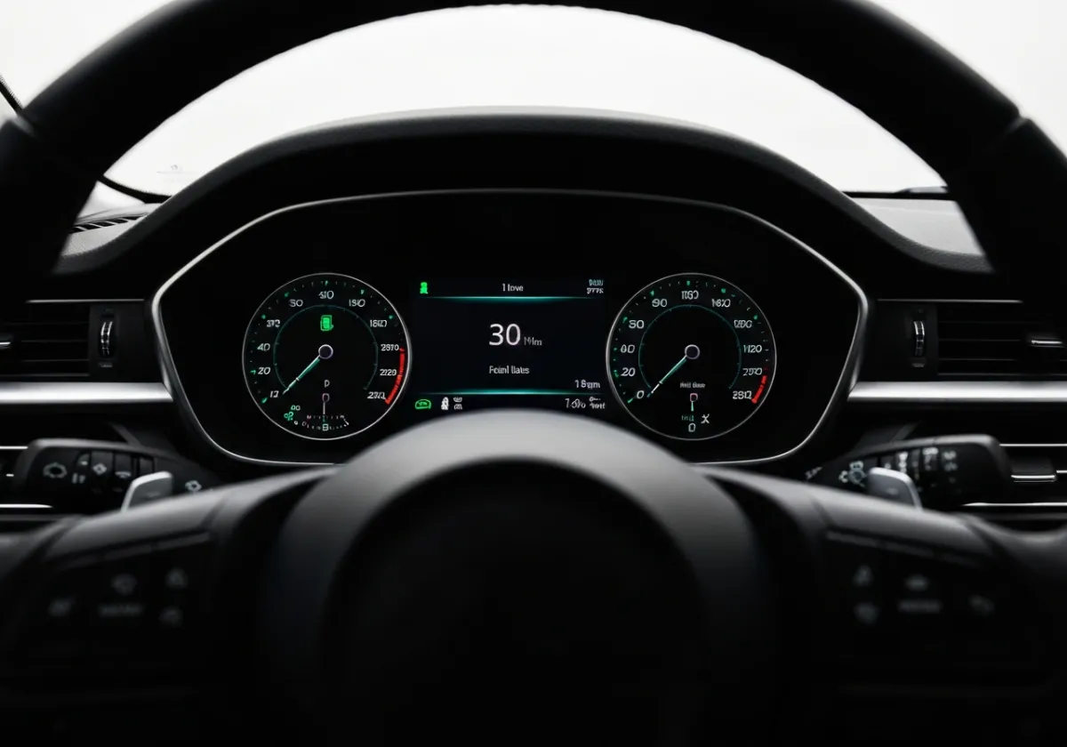 Automotive dashboard displaying vehicle condition metrics