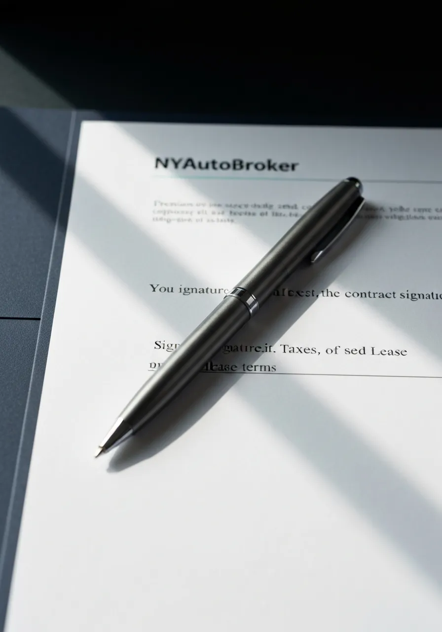 Signing New York automotive lease documents
