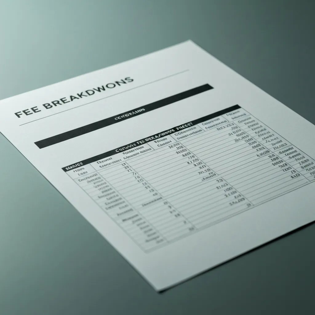 Categorized breakdown of statutory and dealership fees