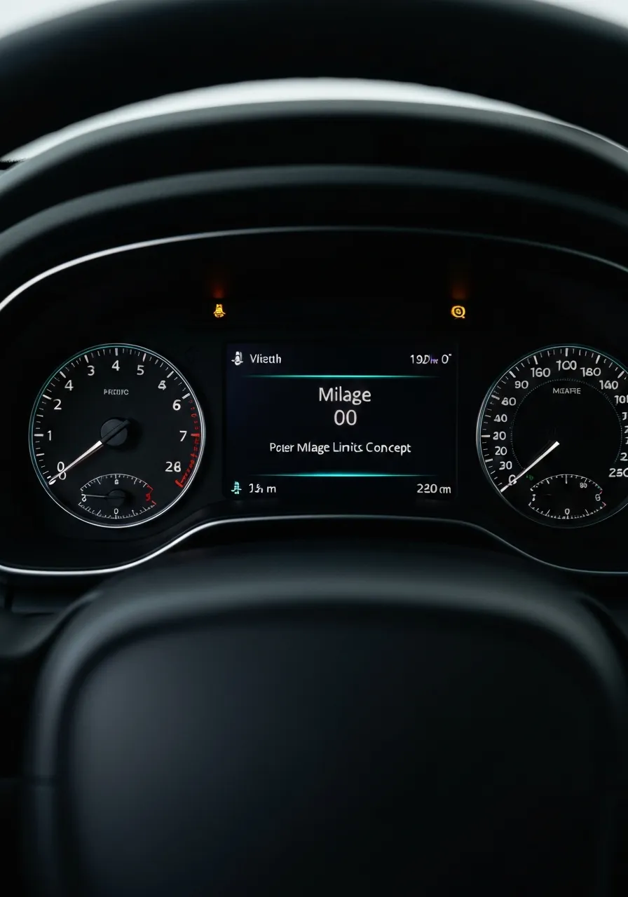Car dashboard showing mileage limit concept
