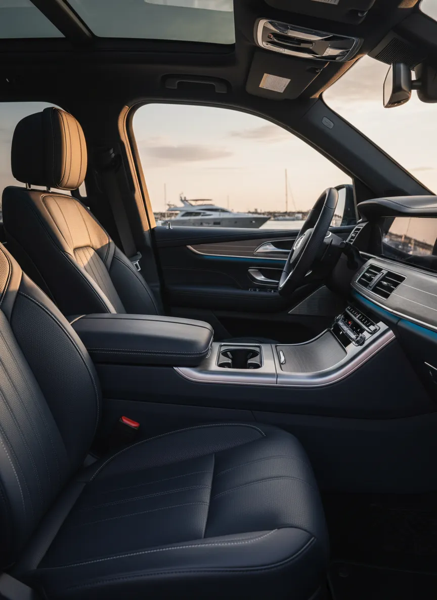 Luxury vehicle interior detail during a strategy session