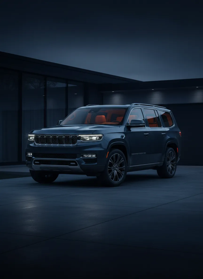 Premium lifestyle photography of a Jeep parked in a Long Island setting