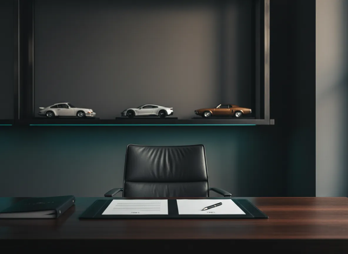 Clean, modern auto broker workspace with documents