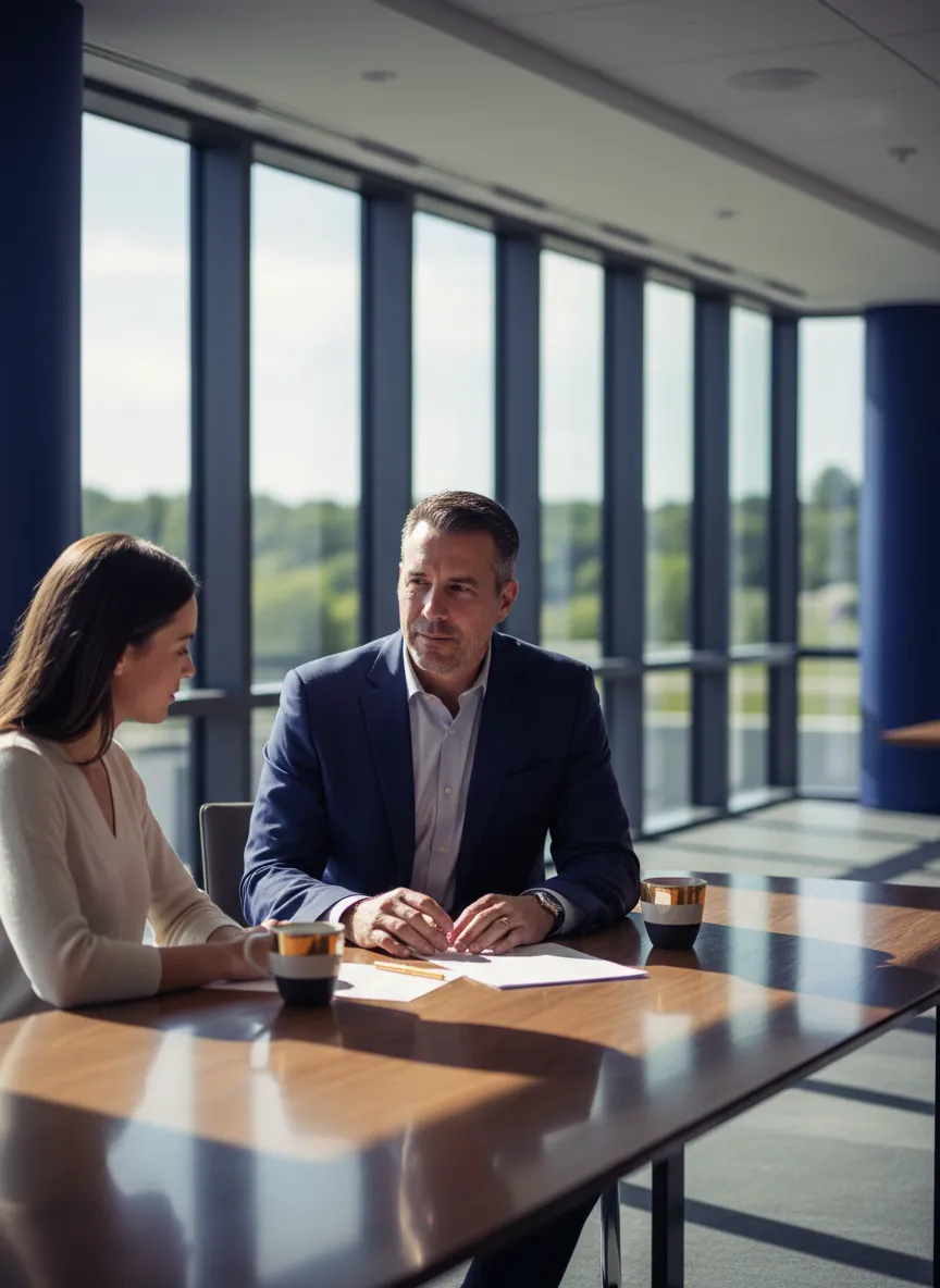 Strategic consultation over coffee for Chevrolet lease