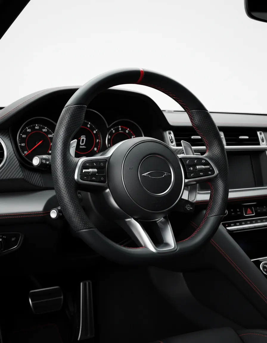 High-end automotive photography showing mechanical precision