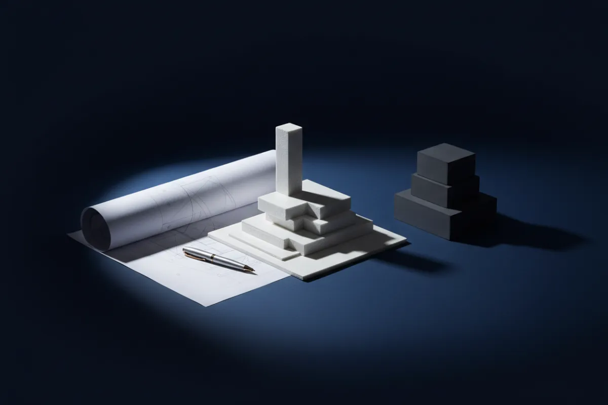 Minimalist architectural representation of structured planning