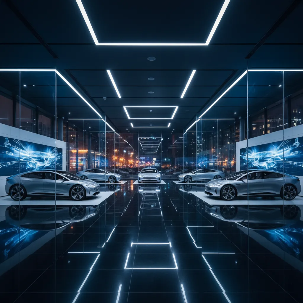 A modern, tech-forward automotive dealer showroom network