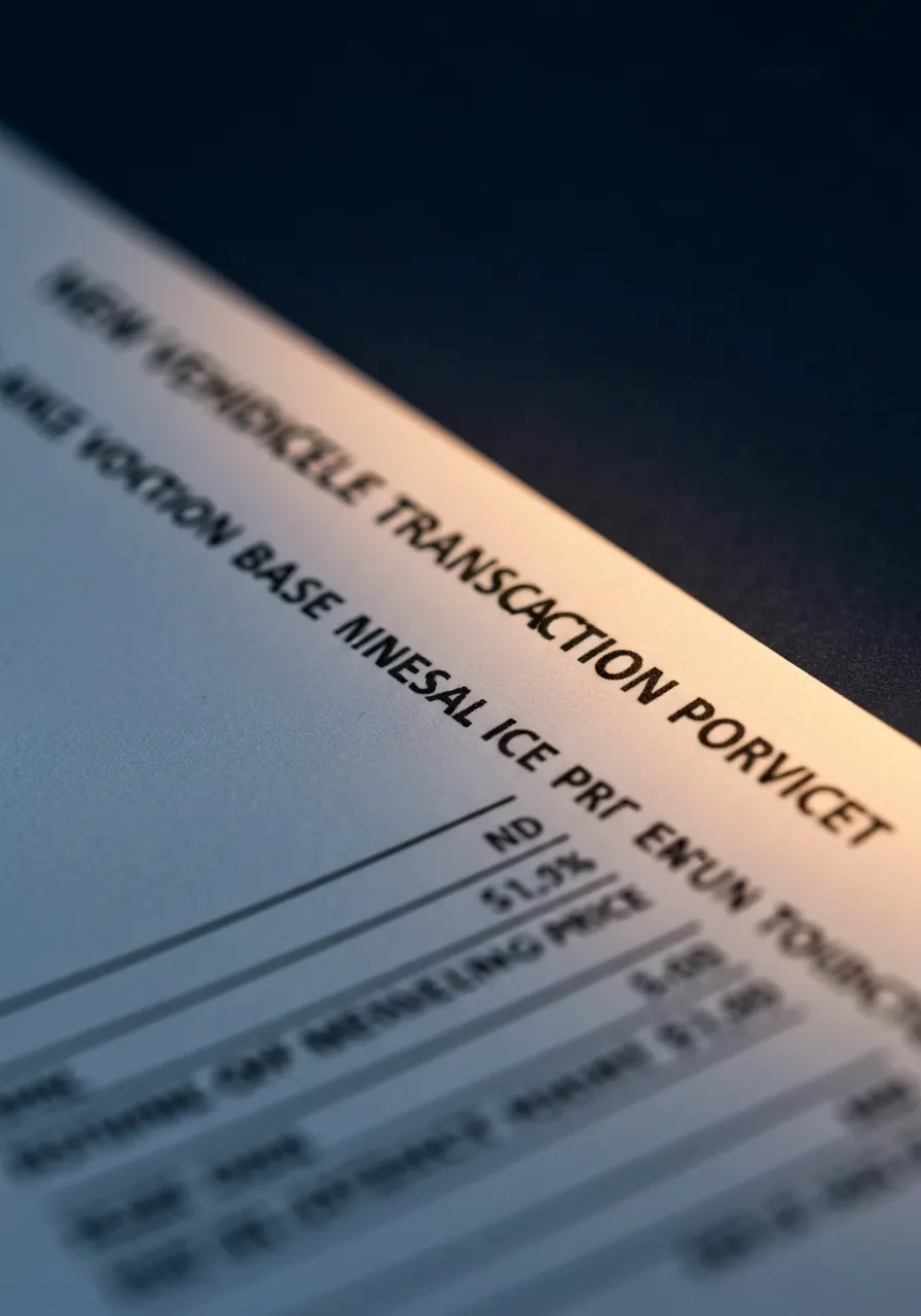 Automotive transaction document highlighting base price differences
