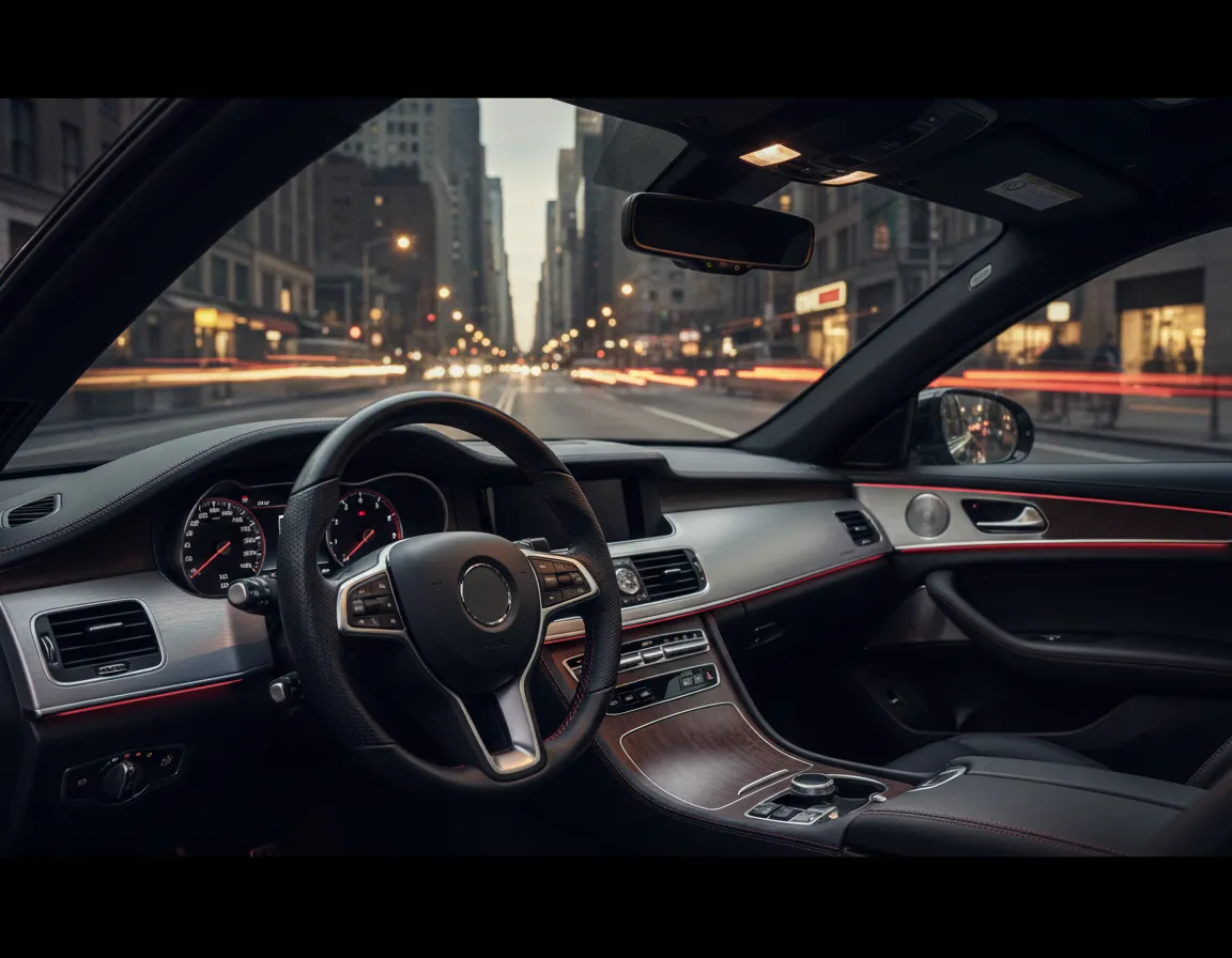 Cinematic photography of a Land Rover interior showcasing unparalleled luxury comfort