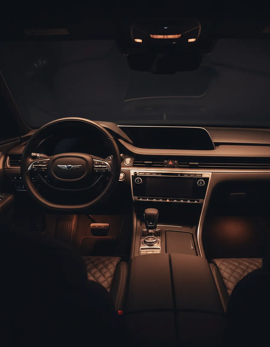 Luxurious Genesis interior showcasing premium leather and modern dashboard design