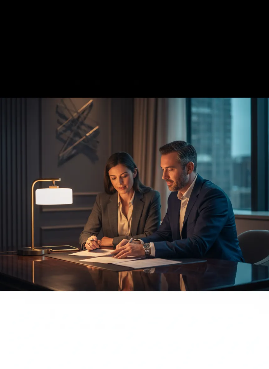 Professional auto broker consulting with a client in Ridgewood