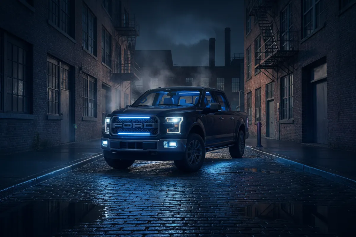 Ford F-150 driving in an urban environment